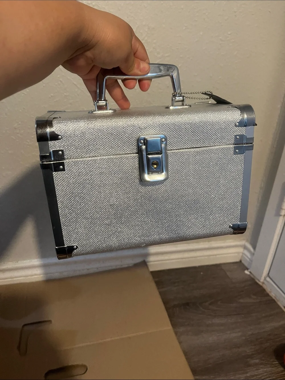 Silver Portable Storage Case with Handle